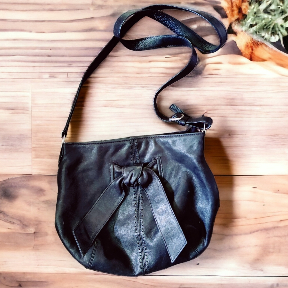 Brighton Black leather bow bag